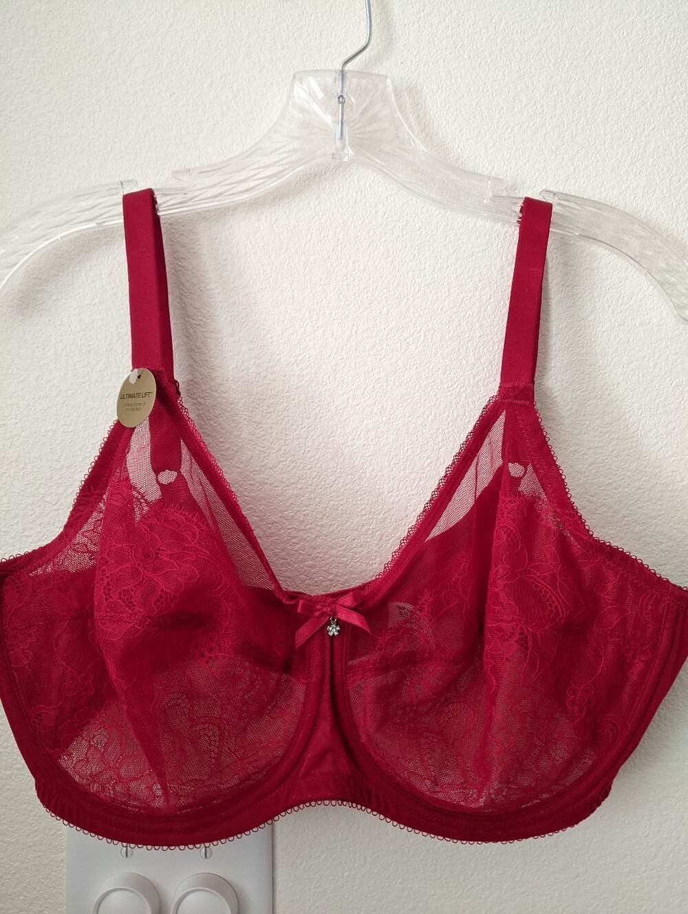 Wacoal Red Lace Retro Chic Full Figure Underwire Bra Size 40D